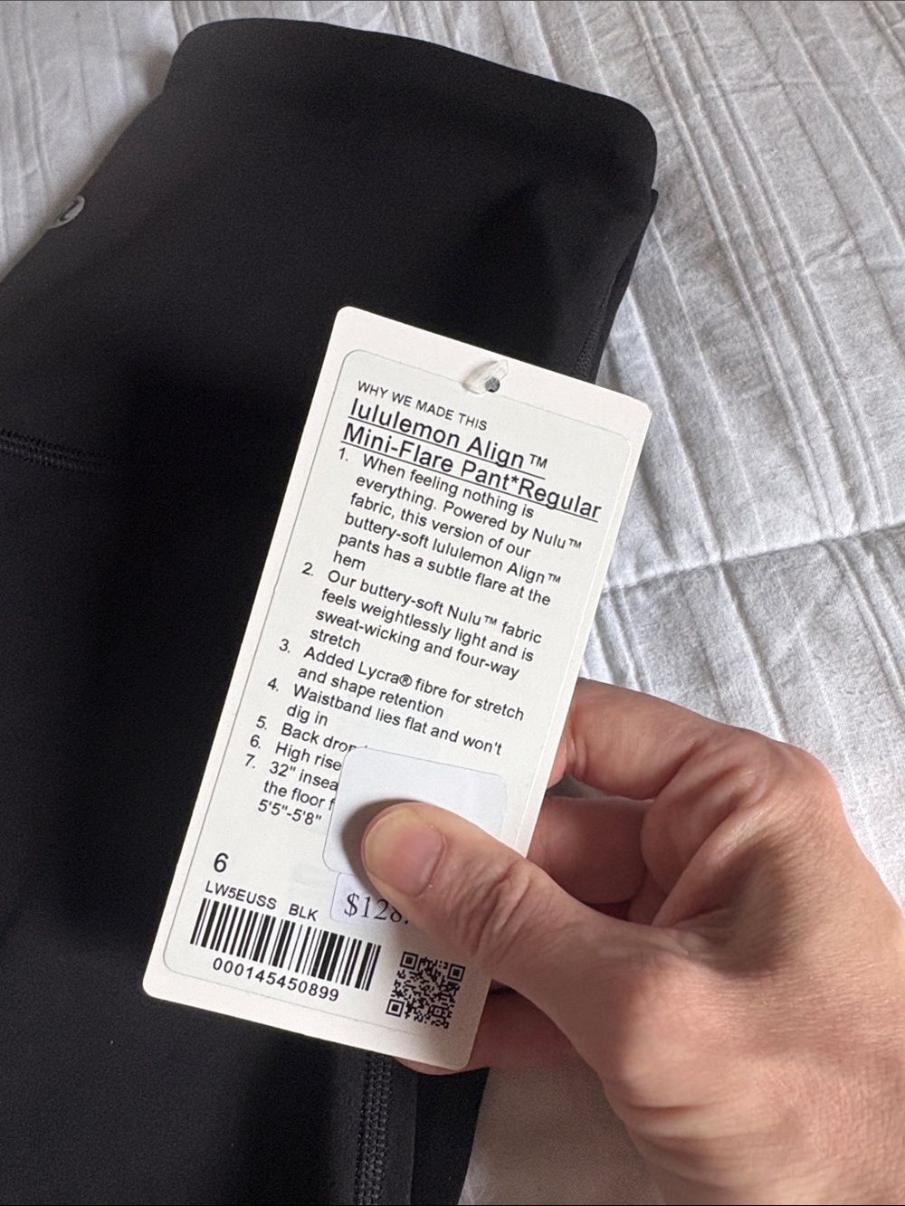 NWT Lululemon Align Mini Flare Pant Regular in Black Size 6 - Picture 2 of 2